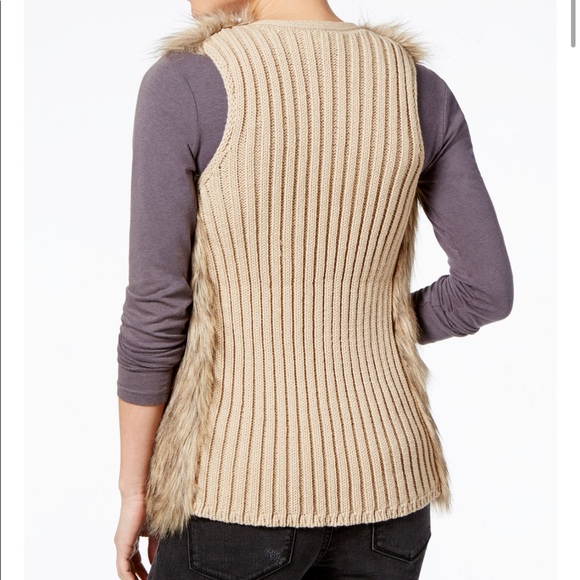 HIPPIE ROSE Juniors Faux Fur Vest with Knit Back - Sz. Medium - Picture 3 of 10